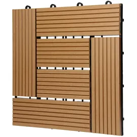 ECD Germany WPC Terrassenfliesen Teak 30 x 30 cm 11 St.