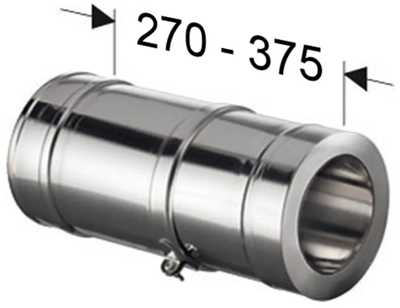 Schornstein Längenelement variabel Edelstahl DW DN 180