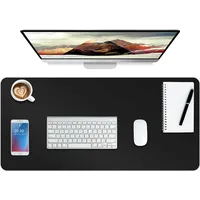 Boutilon Schreibtischunterlage aus Leder, rutschfestes Mauspad, Laptop-Schreibtischunterlage, Büro-Mauspad, wasserdicht, Leder-Schreibtischunterlage für Büro und Zuhause (XL, Schwarz, 90 x 40 cm)