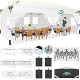 COBIZI Faltpavillon 3x6 Pavillon wasserdicht Winterfest, Pop Up Pavillon Klappbar 3x6 Zelt mit 6 Seitenwnden mit Belüftungsöffnungen, Sandsack|Gardenpavillon Partyzelt für Markt, Freien Event,Weiß