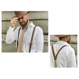 Sir Redman Hosenträger Herren Leder 25mm braun Y-Form mit Karabiner für Gürtelschlaufen