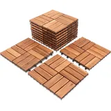 SWANEW 4m2 Holzfliesen Mosaik Akazienholz Fliese 44 Stück 30x30 cm Balkonfliesen Gartenfliesen Terrassenfliesen für Garten Terrasse Balkon