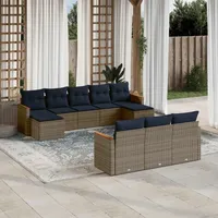 vidaXL Gartensofa-Set 10-tlg. grau