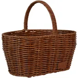 UNUS Einkaufskorb in Rattan-Optik, Langlebig und Wetterfest, ideal für Einkäufe, Picknick und Aufbewahrung, Kunststoffkorb mit stabilem Henkel, Mittel, Braun