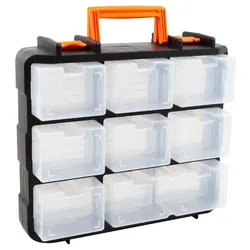 Werkzeug-Organizer / Sortimentskasten, 18 Fächer, einzeln verschließbar, 350x310x135mm