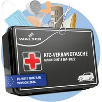 Walser Erste Hilfe Set Auto 2026, Verbandskasten Auto Auszeichnung Sehr Gut*, KFZ Verbandskasten 2026 europaweit nutzbar Erste Hilfe Kasten, KFZ Verbandstasche, Erste-Hilfe-Set Verbandkasten DIN 13164