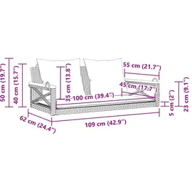vidaXL Hängebank 109 x 62 x 40 cm Beige