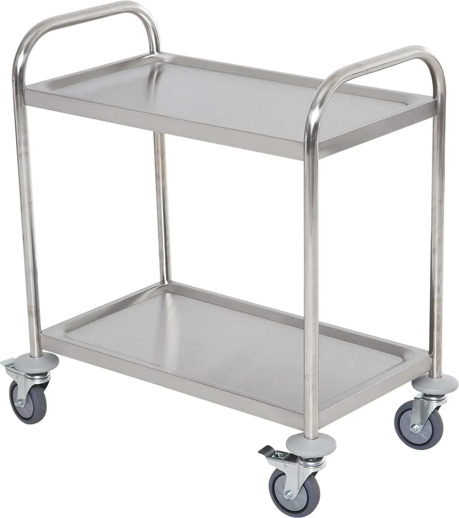 HOMCOM Servierwagen Küchenwagen mit Rollen 2 Regale 71L x 41B x 81H cm aus verchromtem Edelstahl   Aosom