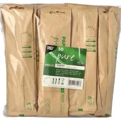 Papstar 500 Bestecksets, Holz pure natur : Messer, Gabel, Löffel, Serviette in Papierbeutel