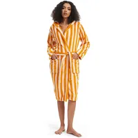 Fszsaa Retro-Bademantel aus Frottee, gestreift, für Damen, Baumwolle, Kimono, Handtuch, Frottee, kniehoch, Sunset Orange gestreift, Small-Medium - S-M