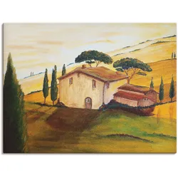 Leinwandbild ARTLAND "Sonnenblumen in der Toskana (Ausschnitt)", braun (farbe bild(er): braun), B:120cm H:90cm T:1,8cm, Canvas, Leinwand, Bilder, auf Keilrahmen gespannt