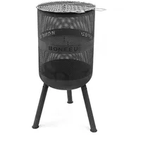 BonFeu Bonves Ø 34cm Schwarz - Feuerkorb für den Garten - Feuertonne & Feuerstelle - Feuerschale Feuerkorb aus stabilem Stahl - Mit Grillrost & Schürhaken zum Kochen - Feuerkorb mit Grillrost