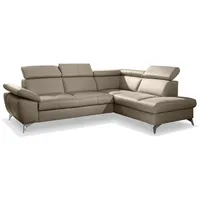 Ecksofa Rio Leder Grau Schlamm