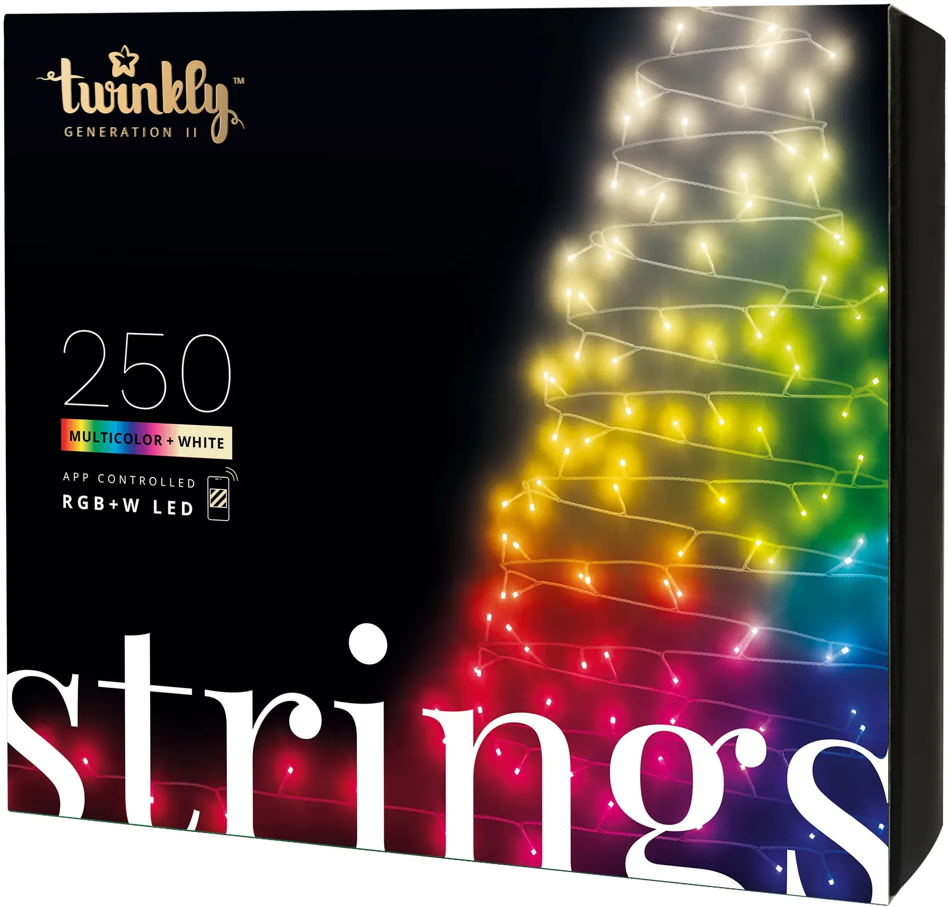 Twinkly Strings, Intelligente Strangleuchte, Wi-Fi/Bluetooth, Schwarz, LED, Warm