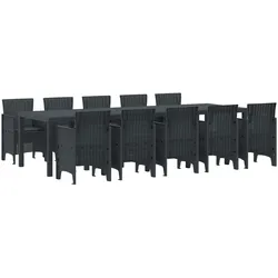 vidaXL Garten Esszimmer Set mit Kissen mit Kissen mit Kissen 11 pcs Anthrazit