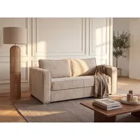 Schlafsofa mit Matratze 3-Sitzer - Cord - Beige - Liegefläche 140 cm -  Matratze 14 cm - LORETO