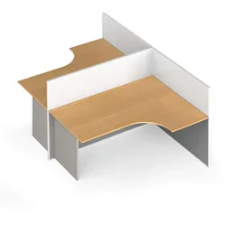Tischtrennwand-Set mit ergonomischem Tisch PRIMO, T-Form, magnetisch, 2 Plätze, grau/Buche