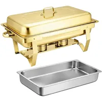 Homeline Rechteck Chafing Dish 11L Edelstahl, Speisewärmer, Gold