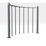 Minka Brüstungsgeländer mit vertikalen Stäben und Holz-Handlauf rund Weiß Grau 120cm