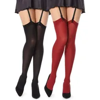 Bellivalini Halterlose Strümpfe Damen Strapsstrümpfe Mikrofaser 2 Pack 40 DEN BLVFI1006 schwarz XS-S