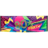 Boland 44602 - Dekorationsbanner 80er Party, Größe 74 x 220 cm, 80s, Bunt, Polyester, Banner, Wanddekoration, Mottoparty, Karneval, Disco, Bühne, Geburtstag, Leomuster, Hängedekoration