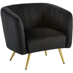 KADIMA DESIGN Loungesessel Samt Schwarz Design Clubsessel mit Metallbeine, Schalenstuhl gepolstert mit Rückenlehne, Cocktailsessel Lounge Armlehnen, Sessel mit
