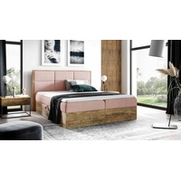 FURNIX Boxspringbett REDOS 160x200 mit Bettkasten aus Möbelplatten & Topper FR14 Rosa