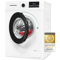 GGV-Exquisit Exquisit Waschmaschine WA58014-340A weiss | Waschmaschine 8 kg | Energieeffizienz A | 16 Waschprogramme | Kindersicherung | Startzeitvorwahl | Washing machine