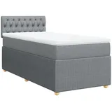 vidaXL Boxspringbett mit Matratze Hellgrau 100x200 cm Stoff