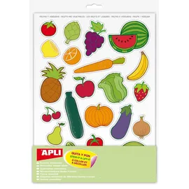 Apli Kids 11451 - Gummibeutel, 12 Blatt, Obst und Gemüse