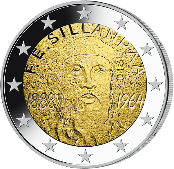 2 Euro Gedenkmünze "125. Geburtstag von Frans Eemil Sillanpää" 2013 aus Finnland