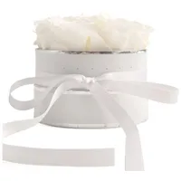 ROSEMARIE SCHULZ Heidelberg Rosenbox rund Infinity Rosen - Blumenbox Weiß 4 weiße ewige Rosen haltbar 3 Jahre Ø ca. 10cm Frauen (Small, Weiß-Weiß)