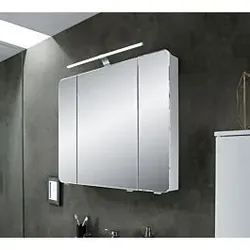 Pelipal Serie 4005 Spiegelschrank 992.819.002 Weiß Hochglanz, LED-Aufsatzleuchte, 90x70,3x17 cm, chrom