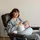 bbhugme Stillkissen 190 cm Meliert Blau