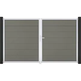 GROJA Doppeltor 300 x 180 cm Beige/Grau/Braun/Schwarz Aluminium