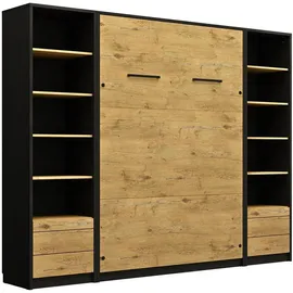 QMM TraumMöbel Schrankbett 140 x 200 cm Braun/Schwarz