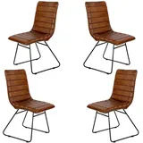 Casa Moro Esszimmerstuhl Lederstuhl Polsterstuhl Braun Echtleder Bezug (Retro Stuhl in Braun, handgefertigte Designer Esszimmerstühle), 1er, 2er, 4er & 6er Set braun