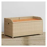 vidaXL Bank mit Stauraum Beige 100x50x52 cm Poly Rattan Akazienholz