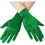 EORUBE Kurze Opernhandschuhe aus Satin für Frauen, Handgelenklänge, Bankett-Handschuhe, Teeparty, Halloween, Kostüm-Handschuhe Gr. Einheitsgröße, Smooth 8.6 - Grün - Einheitsgröße