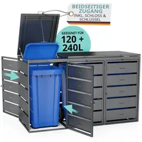 Lawa 3er Mülltonnenbox 3x240l / 3x120l Metall Deckel abschließbar