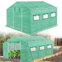 NAIZY Gewächshaus 4,5x2x2m 9m2 Gewächshause HDPE+LDPE+Verzinktes Rohr Greenhouse mit Fenster Tomatenhaus Winterfest UV-Schutz für Garten Pflanze, Grün