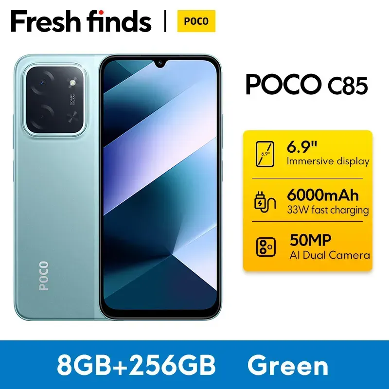 【Weltpremiere】POCO C85 Global Version Smartphone 128/256 GB Helio G81-Ultra 6000 mAh Akku 6,9-Zoll-Display 50 MP Kamera 33 W NFC