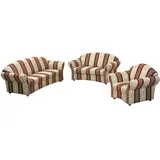 58 aufm Kessel Couch 3-2-1 Garnitur Chenille 3-Sitzer + 2-Sitzer + Sessel Rot