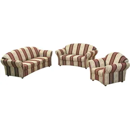 58 aufm Kessel Couch 3-2-1 Garnitur Chenille 3-Sitzer + 2-Sitzer + Sessel Rot