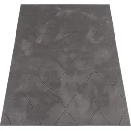Paco Home Teppich Wohnzimmer Schlafzimmer Kurzflor, Uni Farben, 3D-Design, Rauten Muster, besonders weich