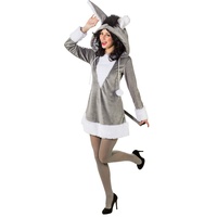 narrenkiste O9140-42-44 grau-weiß Damen Esel Kleid Pferde Kostüm Gr.42-44