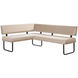 OTTO home Eckbank OTTO HOME "Gabi Esszimmerbank, Bank, Küchenbank, Polsterbank", helles beige, B:214cm H:87cm T:164cm, Holzwerkstoff, Massivholz, Metall, Polyester, Sitzbänke, Eckbank, Gestell aus matt-schwarzem Flachmetall, stabil, 2-Stoff-Design