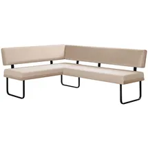 OTTO home Eckbank OTTO HOME "Gabi Esszimmerbank, Bank, Küchenbank, Polsterbank", helles beige, B:214cm H:87cm T:164cm, Holzwerkstoff, Massivholz, Metall, Polyester, Sitzbänke, Eckbank, Gestell aus matt-schwarzem Flachmetall, stabil, 2-Stoff-Design