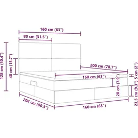 vidaXL Bett mit Stauraum und LED Dunkelgrau 160 x 200 cm
