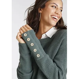 LAURA SCOTT Strickpullover Übergangspullover aus Grobstrick, mit Zierknöpfen Gr. 34,